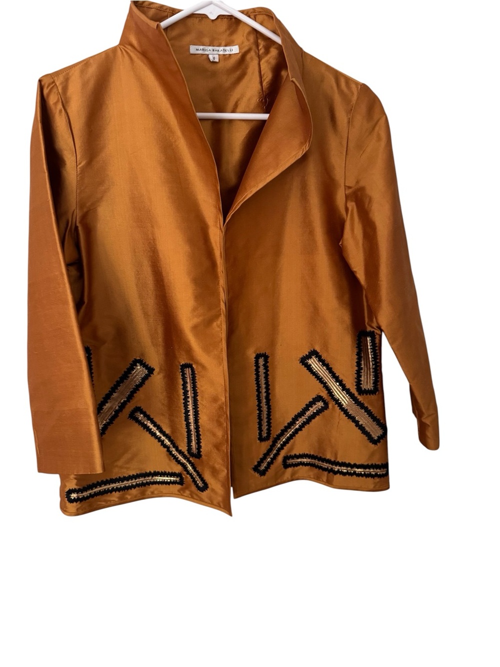 Marisa Christina Copper Thai silk Open-Front Blazer